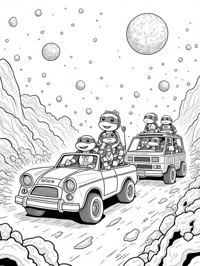 Turtles road trip in space