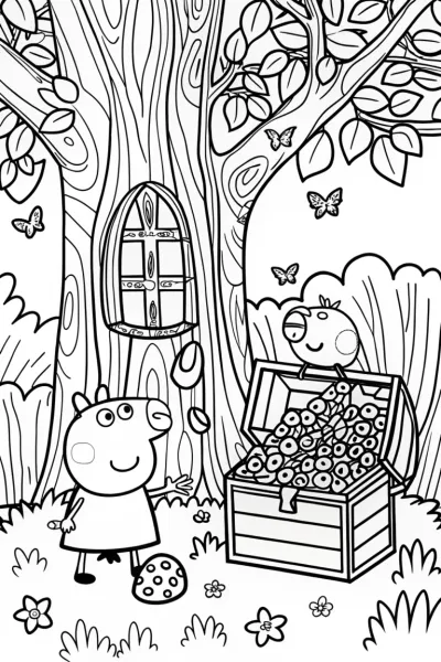 Peppa Pig’s Enchanted Treehouse Coloring Page