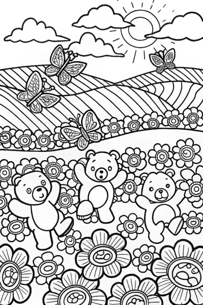 Care Bears’ Whimsical Nature Dance Coloring Page
