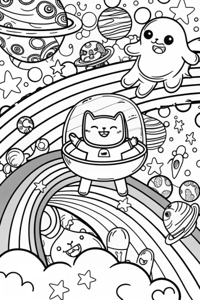 Astro the Cat’s Cosmic Coloring Page