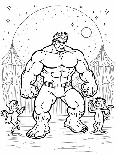 Hulk lifting a giant dumbbell