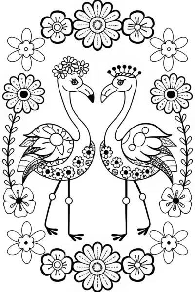 Flamingo Fashionistas in a Floral Wonderland