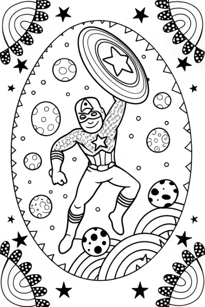 Captain America’s Journey Through the Stars Coloring Page