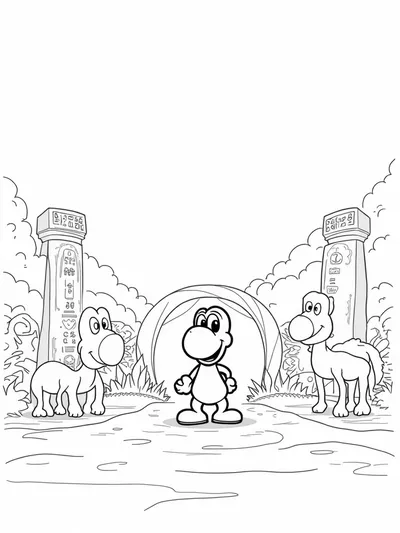 Yoshi in a desert oasis