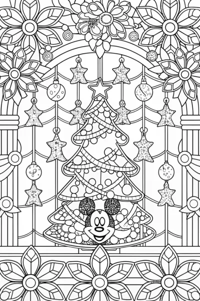 Mickey Mouse inside a Christmas tree