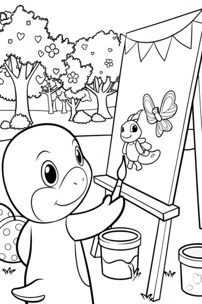 Charmander’s Magical Paint Adventure Coloring Page