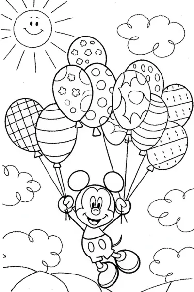 Mickey Mouse’s Enchanted Balloon Festival Coloring Page