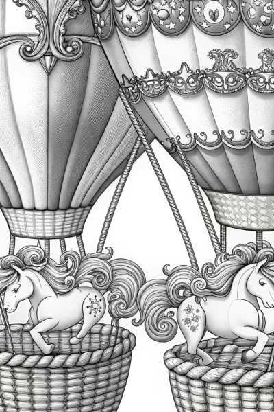 Unicorns in hot air balloons