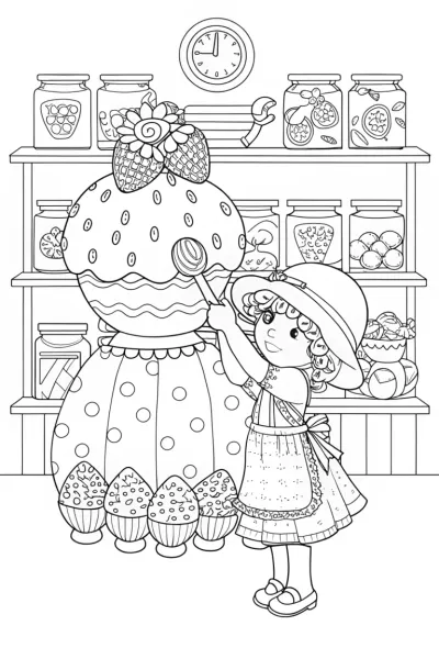 Strawberry Shortcake’s Whimsical Berry Bakery Coloring Page