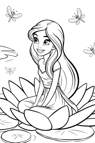 Jasmine’s Floral Dreams Coloring Page