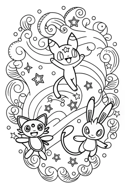 Mew and the Galaxy Guardians Coloring Page