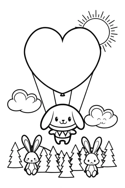 Cinnamoroll’s Dreamy Balloon Adventure Coloring Page