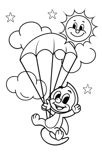 Huggy Wuggy’s Balloon Adventure Coloring Page