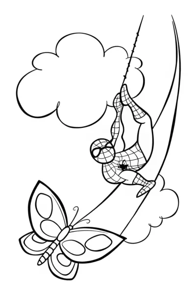 Spider-Man rescuing a butterfly