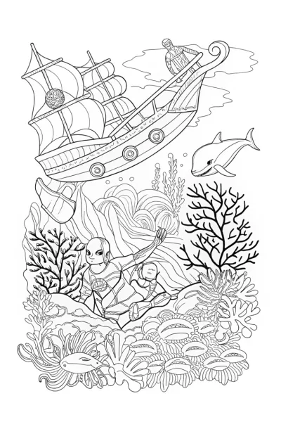 Avengers Underwater Adventure Coloring Page