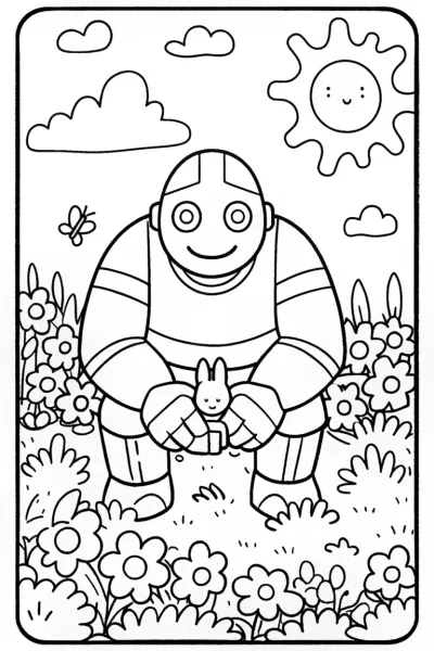 The Friendly Golem’s Garden Adventure Coloring Page