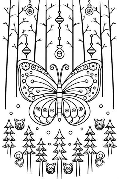 Butterfly’s Enchanted Lantern Festival Coloring Page