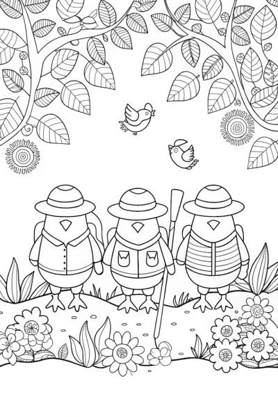 Chickens searching for hidden treasures