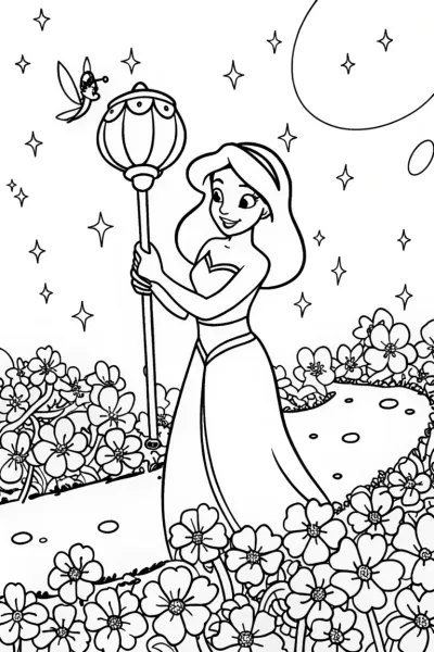 Jasmine’s Garden of Wishes Coloring Page