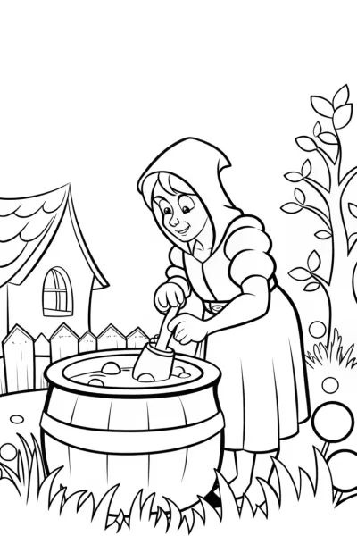 Banban making potions in the garden