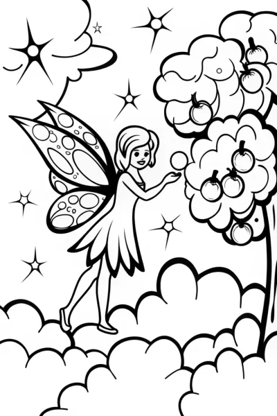 The Fairy’s Enchanted Orchard Coloring Page