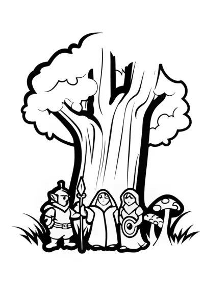 Guardians of the Mystic Grove Coloring Page