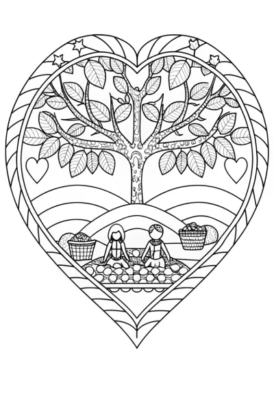 Heart-shaped planet picnic