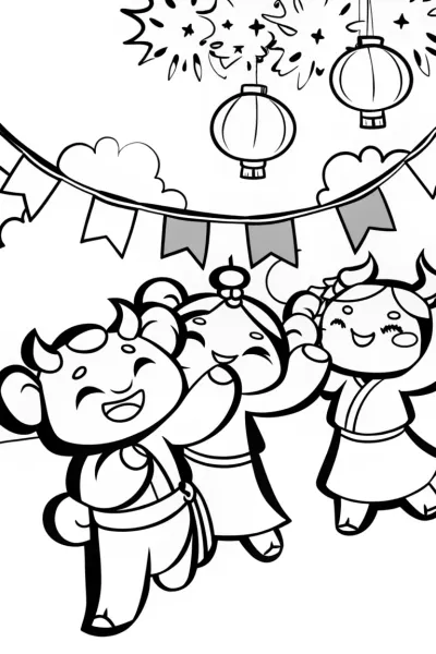 Demon Slayers’ Festival Coloring Page