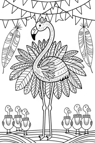 Flamingo Fashion Parade Coloring Page