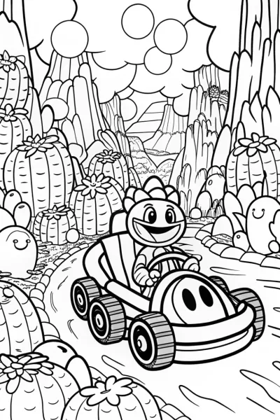 Koopa Troopa Canyon Racing Coloring Page