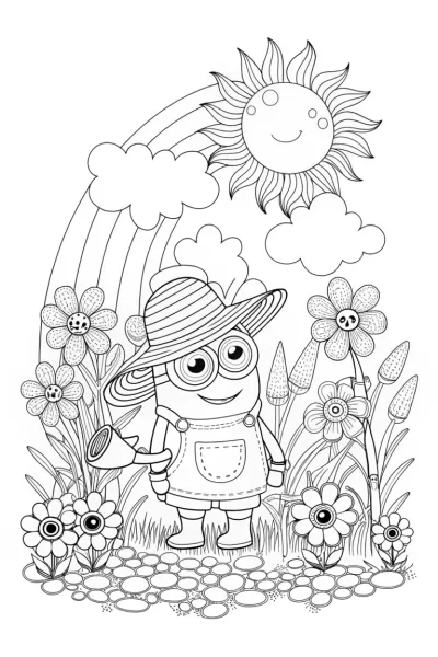Minion’s Garden of Giggles Coloring Page
