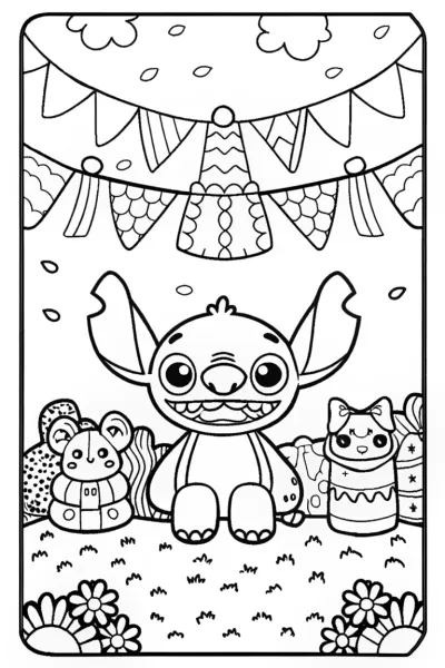 Stitch’s Festival of Fabrics Coloring Page