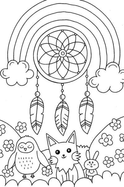 Rainbow Dreamcatcher Coloring Page