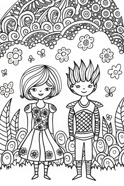 Guardians of the Dream Garden Coloring Page