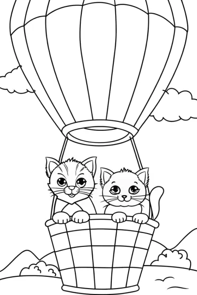 Kittens in a hot air balloon