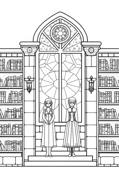 Anime guardians in a magical library