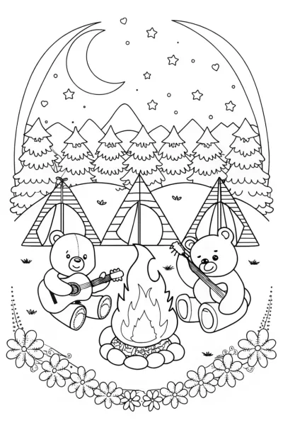 Care Bear Camping Adventure Coloring Page