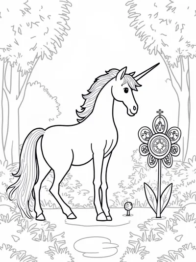 Unicorn discovering a time machine