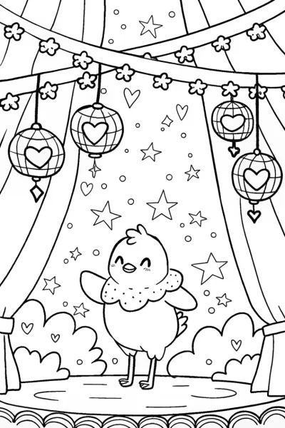 Chick’s Magical Lantern Festival Coloring Page