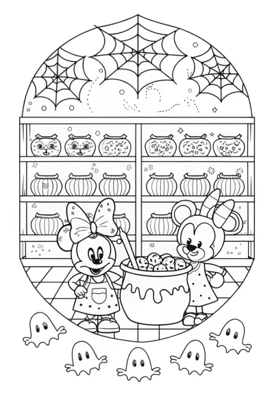 Mickey and Minnie’s Haunted Bakery Adventure Coloring Page