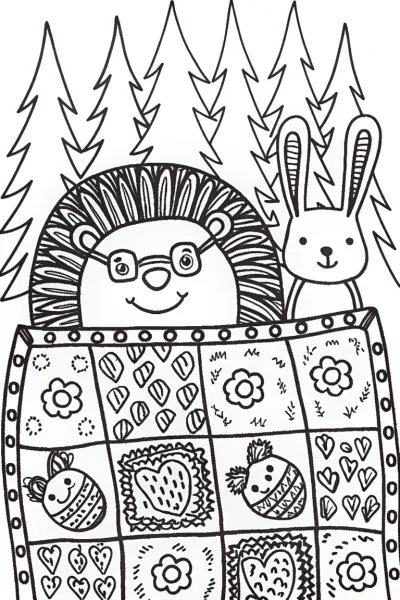 Whimsical Hedgehog and Friends Coloring Page