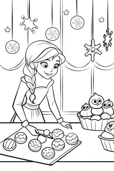 Elsa’s Frosty Bakery Coloring Page