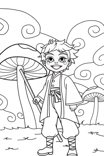 Demon Slayer and Shadow Demon Coloring Page