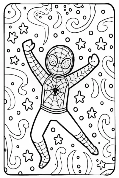 Miles Morales Cosmic Dance Coloring Page