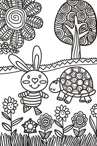 Banban’s whimsical garden dash coloring page