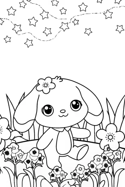 Cinnamoroll’s Starry Garden Adventure Coloring Page