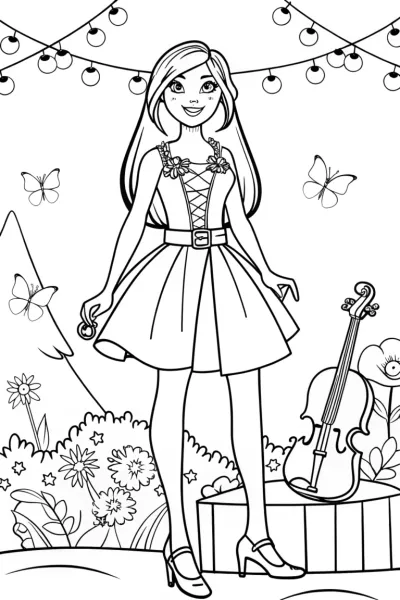 Barbie’s Enchanted Music Festival Coloring Page