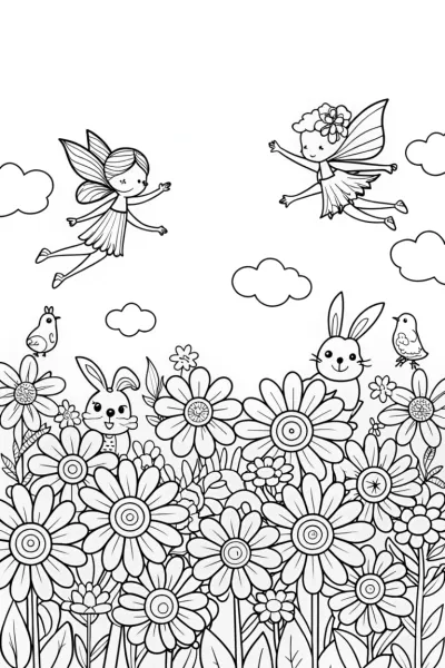 The Enchanted Spring Garden Coloring Page