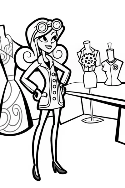 Barbie the Fashion Inventor Coloring Page