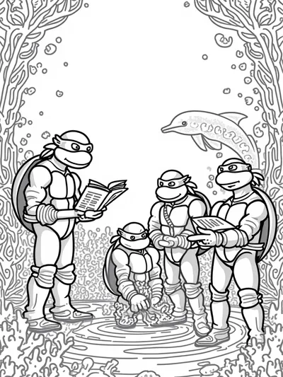 Teenage Mutant Ninja Turtles underwater library